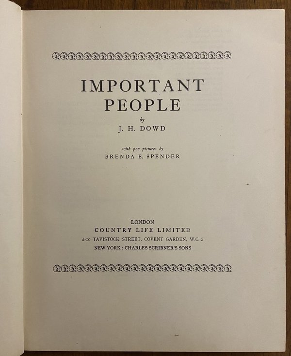 Important people by J.H. Dowd with pen pictures by Brenda E. Spender