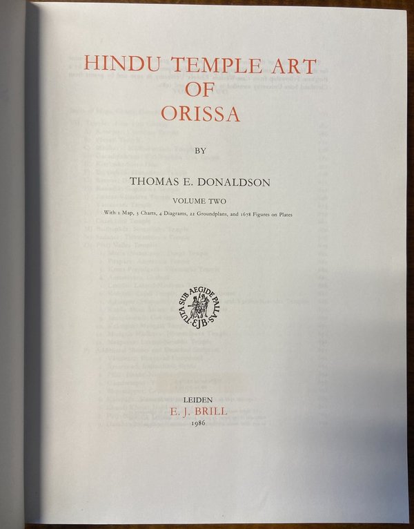 Hindu temple of art of Orissa 3 volumes. Thomos E. Donaldson