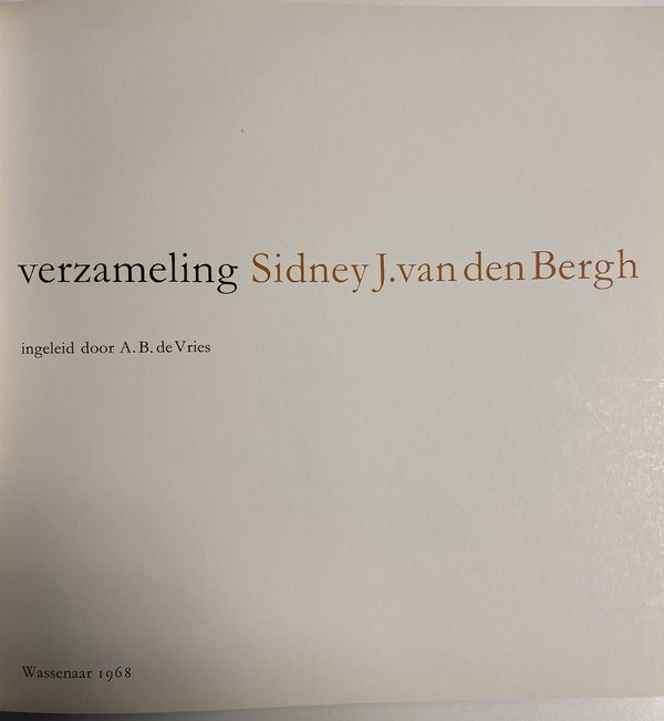 Verzameling Sidney J. van den Bergh Wassenaar 1968